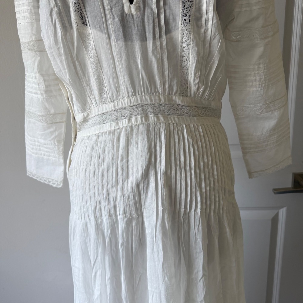 Polo Ralph Lauren Cream Lace Pintuck Edwardian Maxi Dress Vintage Style Size 4 - Picture 12 of 16